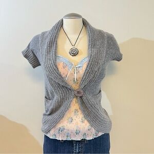 BCBG wool blend grey knit cardigan with button detail